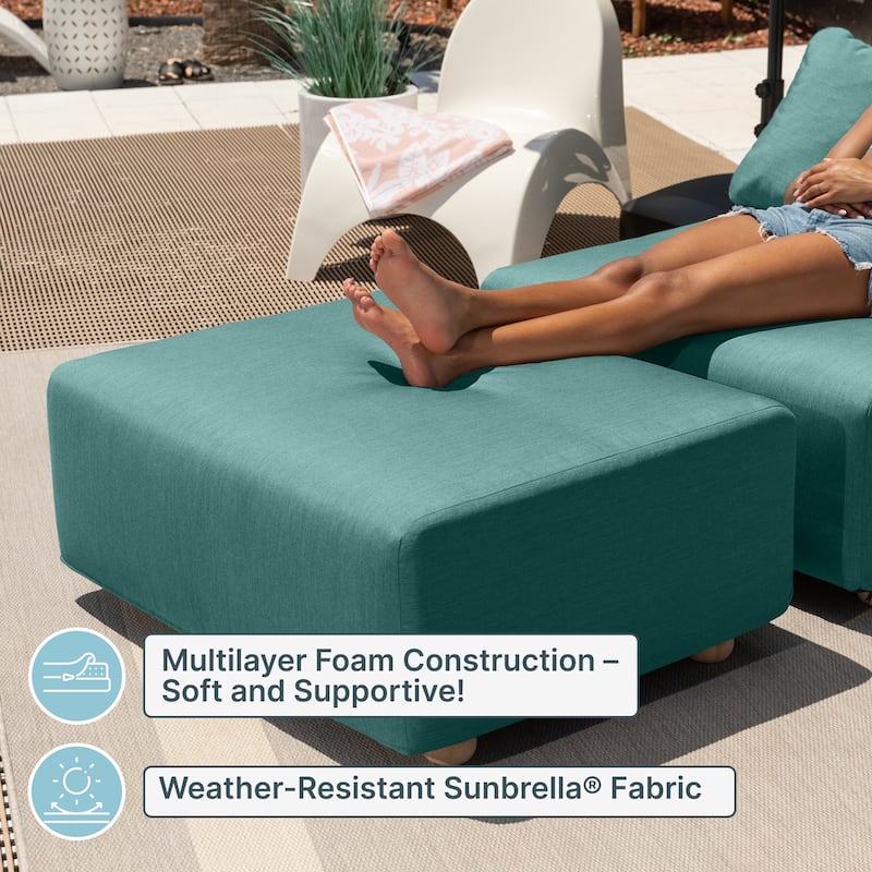 Jaxx Vada Outdoor Sun Lounger Loveseat Luxurious Modular Double Chaise and Conversation Nook - 72" W x 79.5" D x 25.5" H