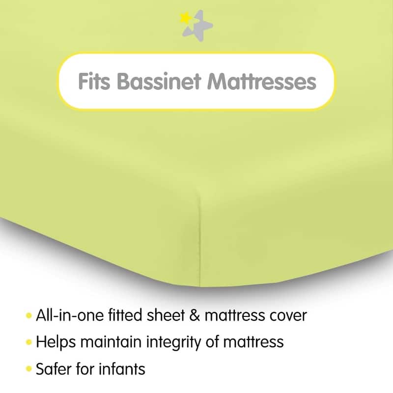 BreathableBaby All-in-One Fitted Sheet & Waterproof Cover for 33" x 15" Bassinet Mattress (2-Pack)