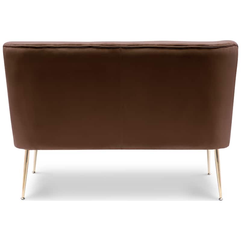Farrah Upholstered Velvet Polyester 46" Wide Loveseat - Armless/ Scalloped Back