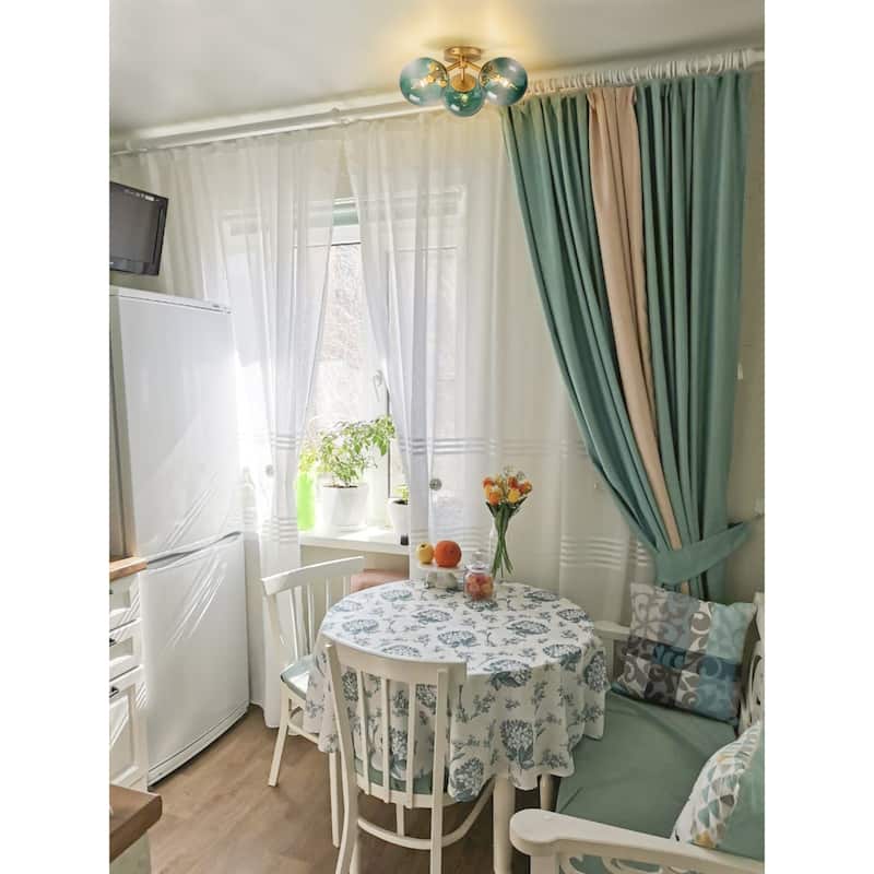 Modern 3-Light Semi Flush Mount With Opal Glass Shade