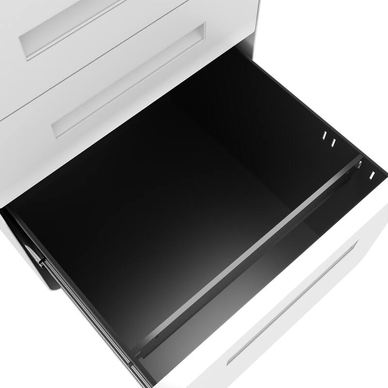 3-Drawer Mobile File Cabinet with Lock, All-Steel Metal Storage on Wheels, Two Shallow & One Deep Drawer, Anti-Tip Design