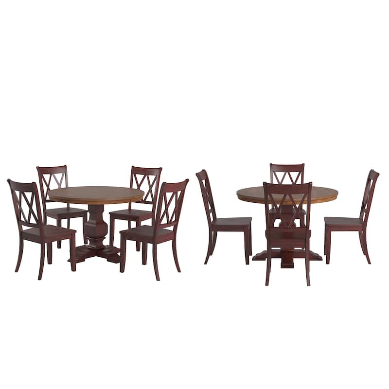 Ronda 45" Round Solid Wood Top Dining Set with X-Back Chairs