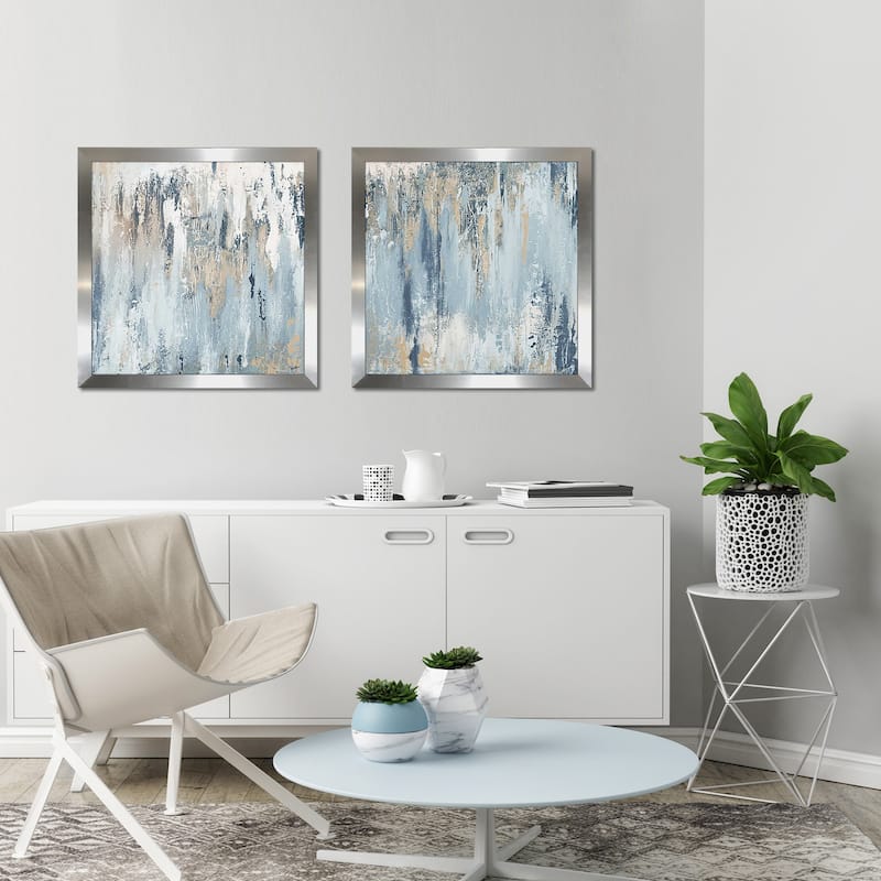 "Blue Illusion Square" Print on Acrylic Set of 2