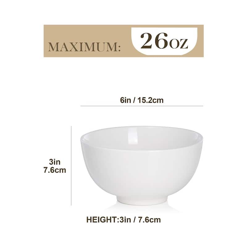 MALACASA 4 Piece Porcelain Soup Salad Bowls Set