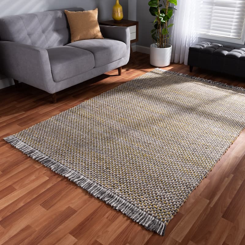 Nurten Modern and Contemporary Handwoven Hemp Blend Area Rug - 5' x 8'/Surplus