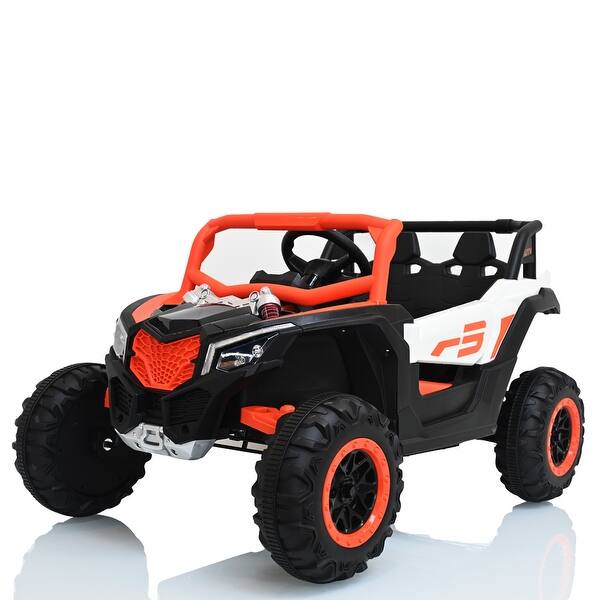 slide 2 of 17, Kids Electric Ride On UTV Car with Remote Control - Perfect Gift for Boys and Girls 3-6 Years - 43.7” L x 27.5” W x 24.8” H Red