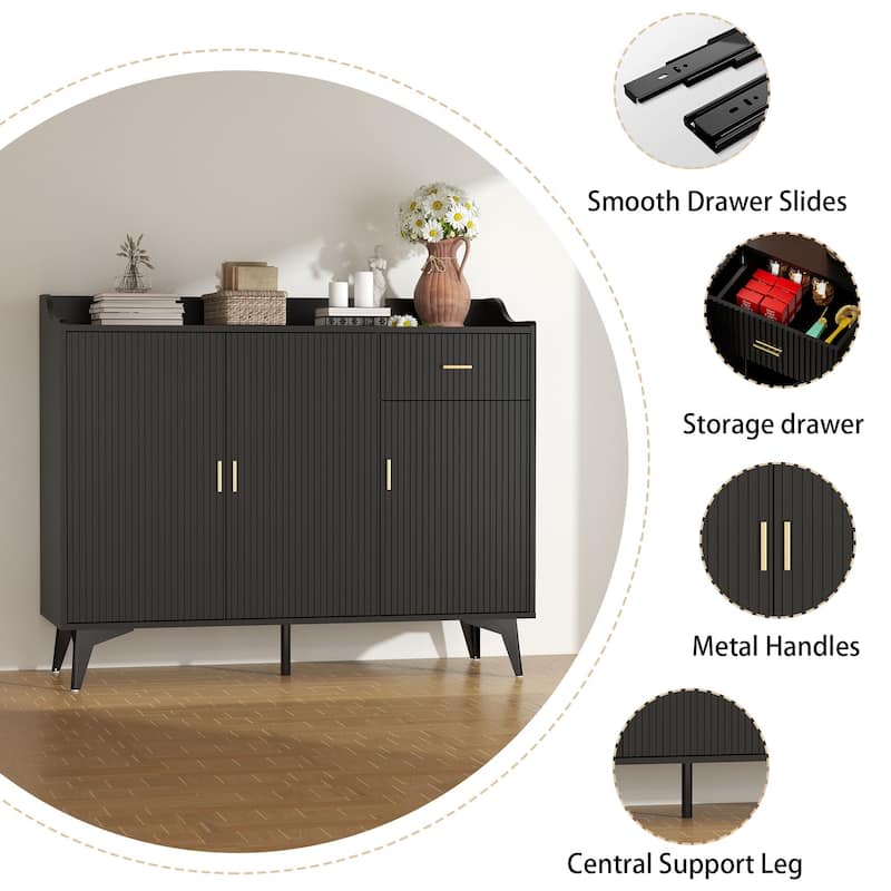 Wooden Accent Cabinet, Sideboard Credenza or TV Stand with Cabinet Doors and Adjustable Shelves