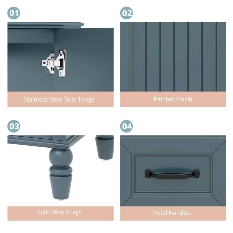 36" Bathroom Vanity with Sink,Drawers, Solid Frame and MDF Board