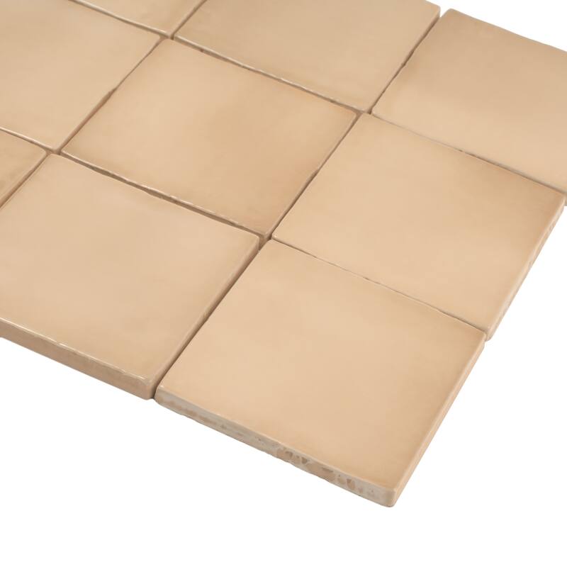 Apollo tile 4" x 4" Silken Glossy Beige Ceramic Tile (6.48 sq ft/case) - 60 Pack