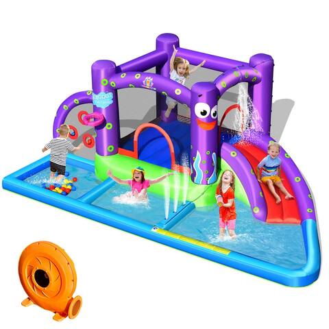 Gymax Inflatable Water Slide Castle Kids Bounce House w/ Octopus Style - See Details