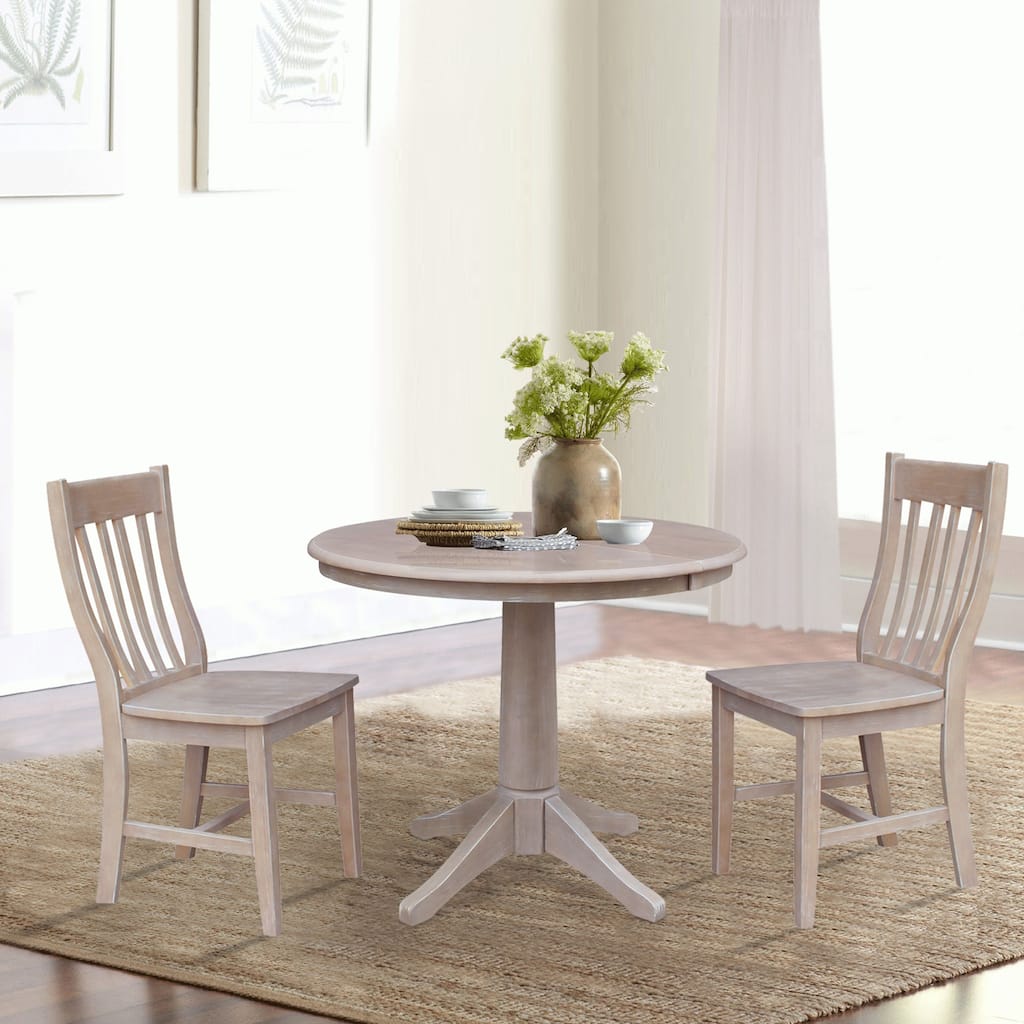 36" Round Extension Dining Table With Cafe Chairs