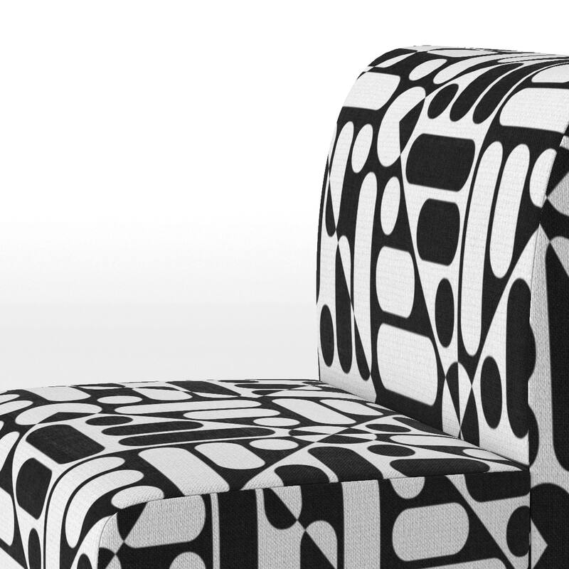 Designart "Black Lines Geometric" Upholstered Patterned Accent Chair and Arm Chair