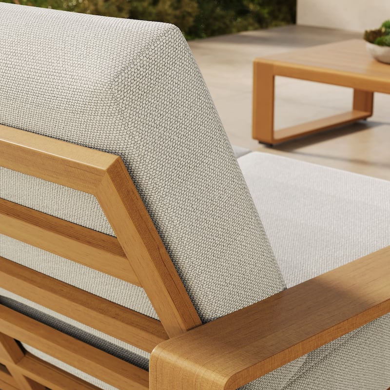 Lirienne Outdoor Patio Aluminum Faux Wood Loveseat