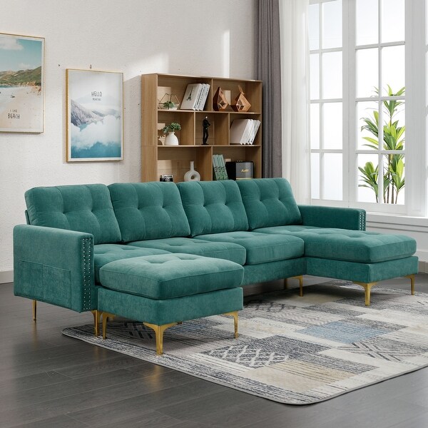 Elegance and Simplicity Sofa L shaped Sofa with Movable Ottoman Bed Bath Beyond 39455853