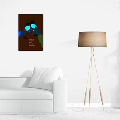 Wynwood Studio Canvas Drinks and Spirits Girl Make it happen Blue and Light Blue Modern & Contemporary Wall Art Canvas Print