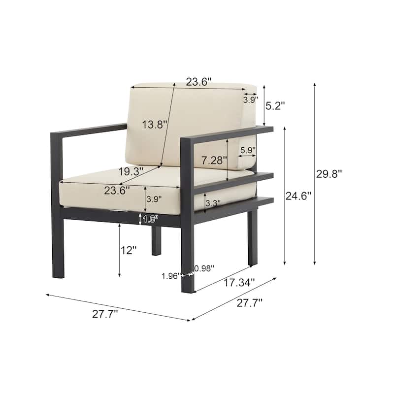 Christopher Knight Home - PureNest 27.7'' Outdoor Lounge Chair with Aluminum Frame, Weather-Resistant Cushions, Sleek Design