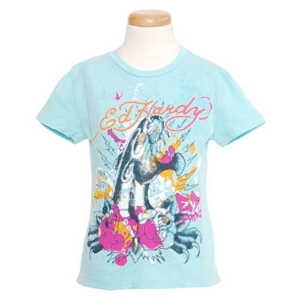 Shop Ed Hardy Toddler Girls Light Blue Panther Graffiti Graphics T