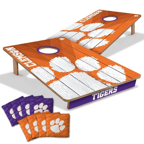 slide 2 of 7, Clemson Tigers NCAA Tailgate Cornhole Board Set Include Carrying Case