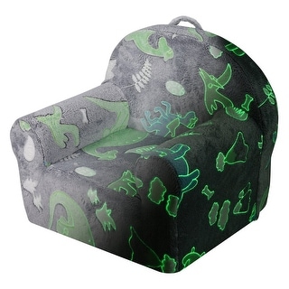 Grey Foam Glow Fabric Kids Couch Sofa Bed with Removable Cover - 23.62” L x 16.54” W x 20.47” H