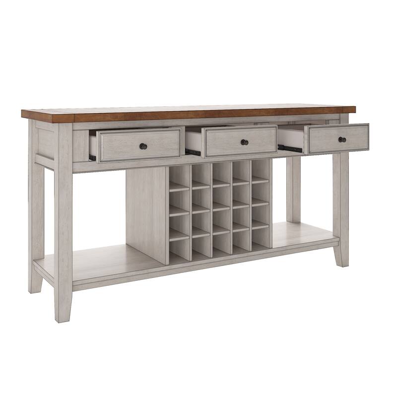 Eleanor Two-Tone Wood Wine Rack Buffet Server by iNSPIRE Q Classic