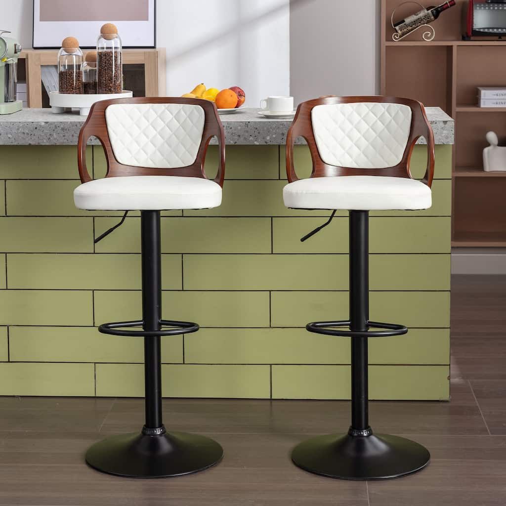 Swivel Bar Stools Set Kitchen Island Counter Height Bar Chairs Faux Leather Upholstered Armless Counter Stools