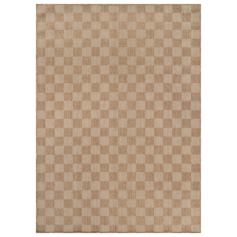 World Rug Gallery Checkered Indoor/Outdoor Flat Woven Area Rug