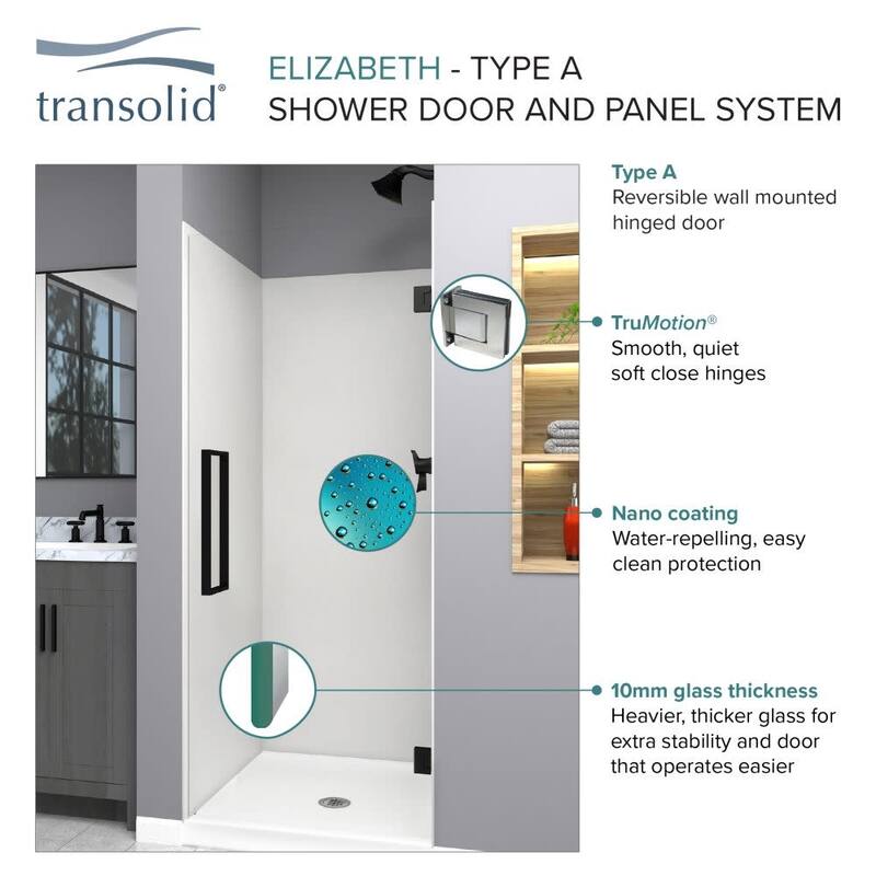 Transolid EHTA287610C-T Elizabeth 76" High x 28" Wide Hinged Semi