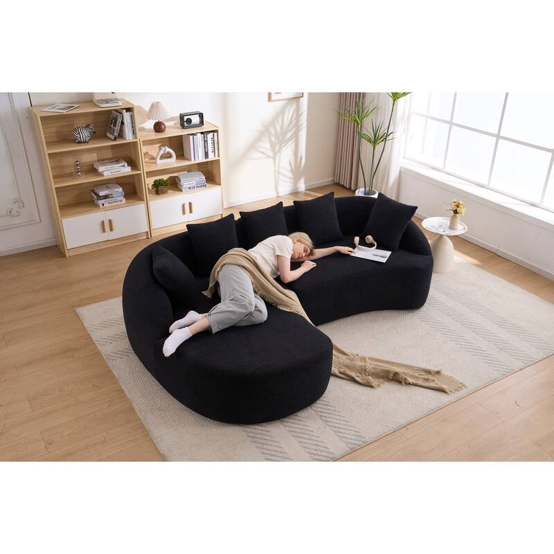 99" L-Shaped Chenille Sectional Boneless Sofa with Chaise and Pillows