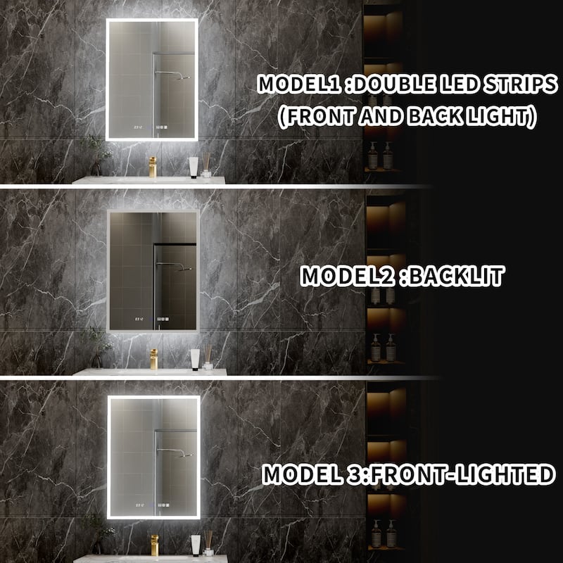 Modland 20"-24"W x 32"H Medicine Cabinet with Mirror and LED Light Wall Mount or Recessed