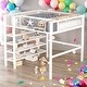 preview thumbnail 2 of 8, Full Size Metal Loft Bed with 4-Tier Shelves and Storage,White