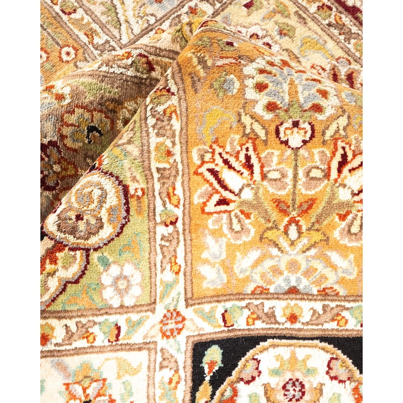 Overton Hand Knotted Wool Contemporary Oriental Black Area Rug - 6' x 9'