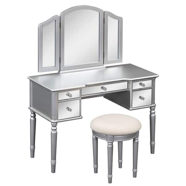 codman silver dressing table and stool Christine Makeup Dressing Table Set