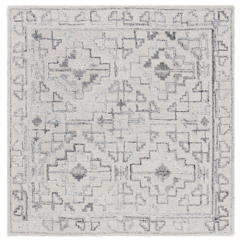 SAFAVIEH Handmade Abstract Siska Modern Wool Rug - 6' Square - Taupe/Black