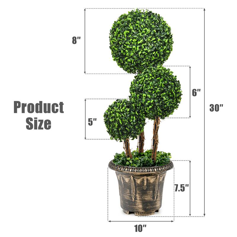 Costway 30'' Artificial Topiary Triple Ball Tree Indoor Outdoor UV - See Details