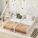 preview thumbnail 2 of 6, Kids House Bed, Twin Montessori Floor Bed with Rails, Metal Double Platform Bed Frame for Girls Boys, 2 Shared Beds