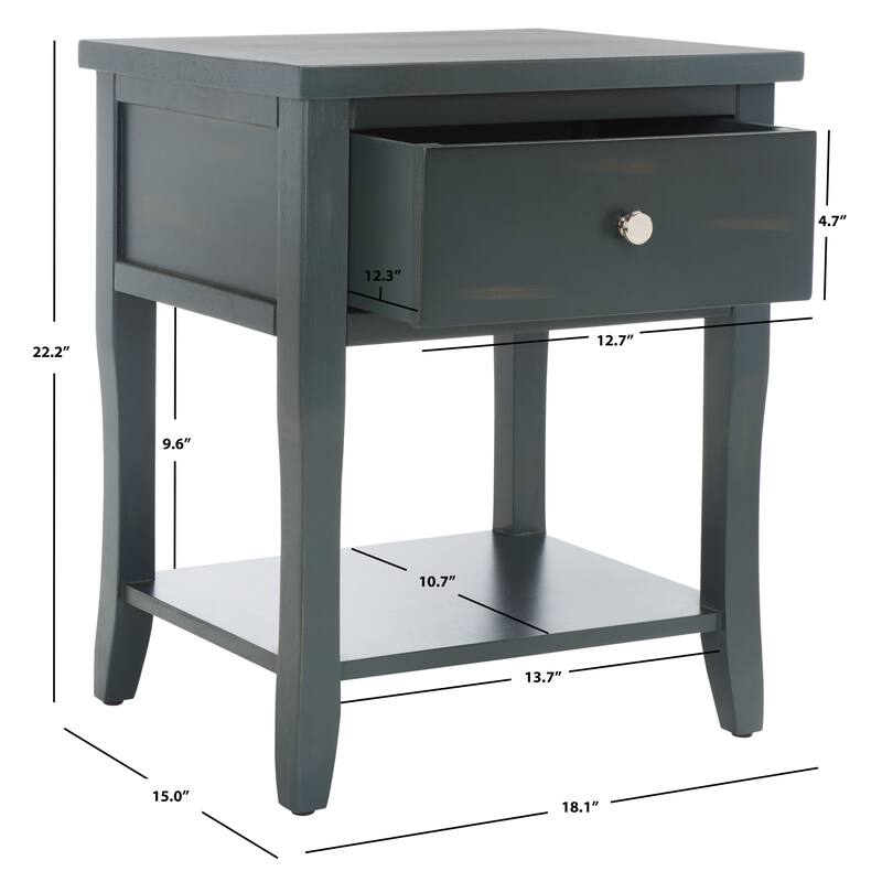 SAFAVIEH Martina Nightstand with Storage Drawer (Fully Assembled) - 18.1" x 15" x 22.2" - 18Wx15Dx22H