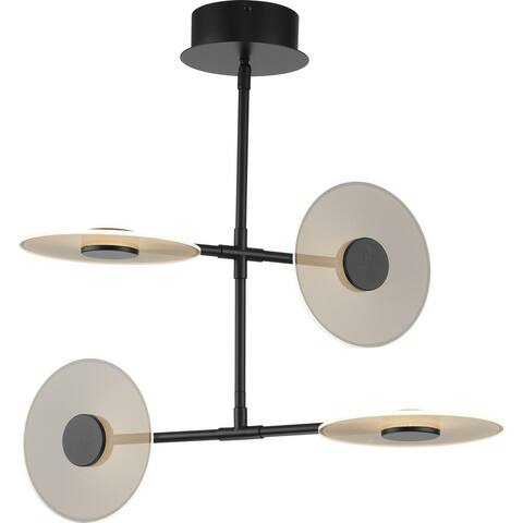 Spoke LED Collection 1-Light Matte Black LED Modern Hanging Pendant Light - 22.440" x 28.740" x 21.760"