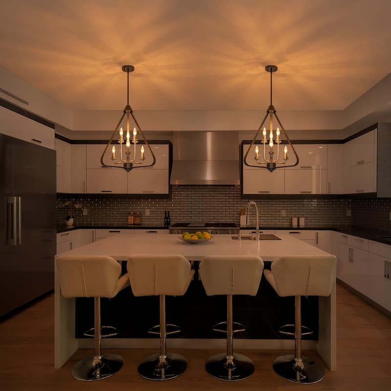 Industrial 6-Light Black & Nickel Tiered Pendant Chandelier Fixture - Dia.20.87-in