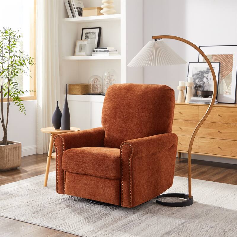 Heido 360 Degree Swivel Glider Manual Recliner Leisure Sofa Chair - Brownish Red