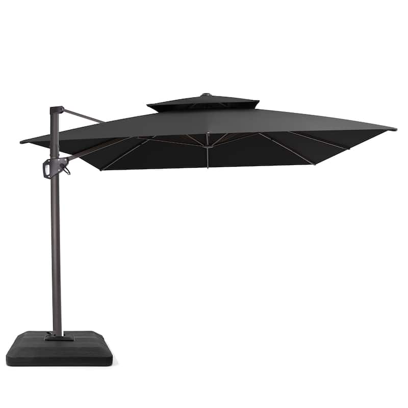 VredHom Patio Outdoor 9 x 11 FT Cantilever-Offset Umbrella with Premium Weight Base - Black