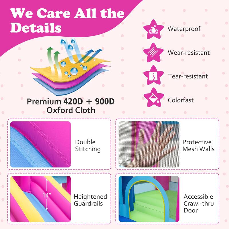 Gymax Inflatable Bounce House w/Slides Jumping Area Climbing Wall 735W