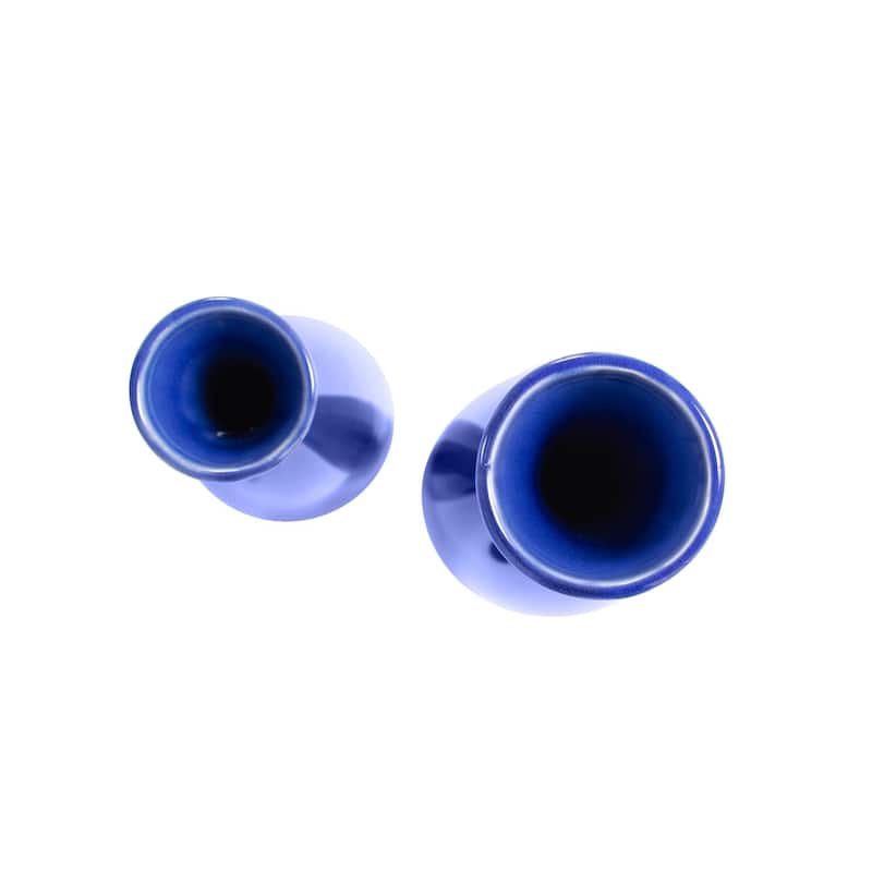 Allan Andrews Cobalt Blue Glaze Ceramic Vases - Set of 2
