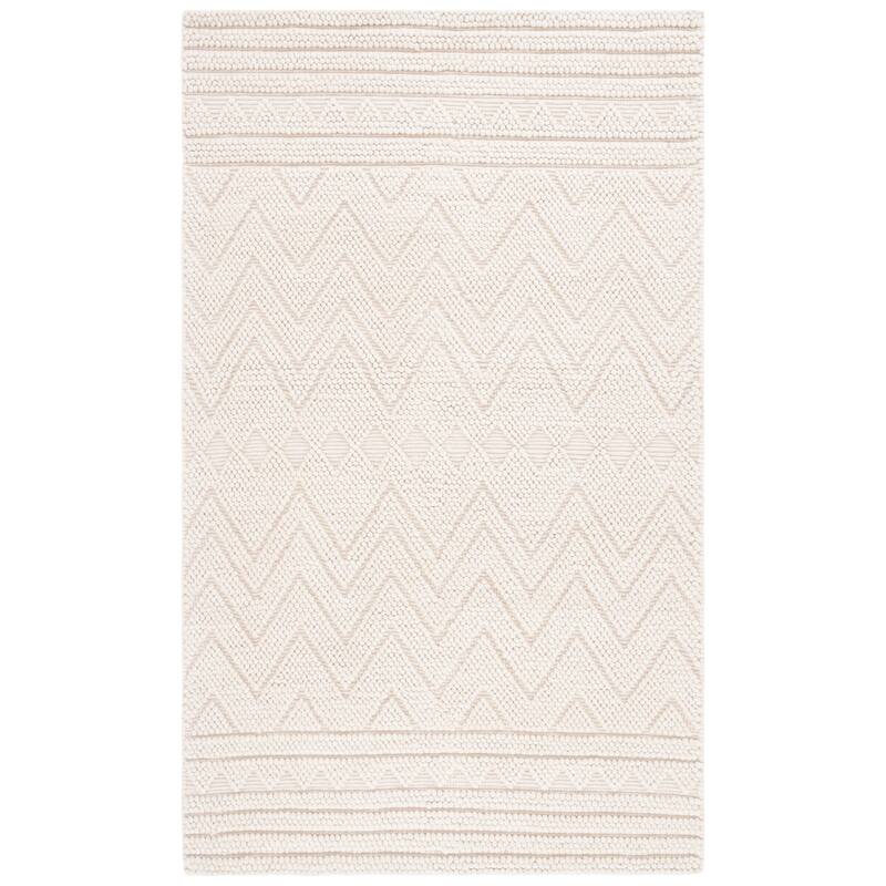 SAFAVIEH Handmade Natura Matroana Moroccan Rustic Wool Rug - 6' Square - Beige