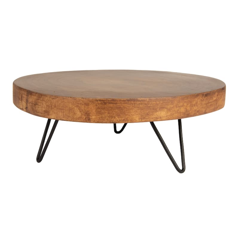 Decorative Paulownia Wood Pedestal - 11" - Dark Brown II
