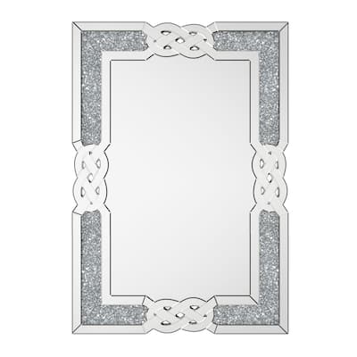 Appealing Decorative Wall Mirror w/Crush Diamond Silver Glass for Home