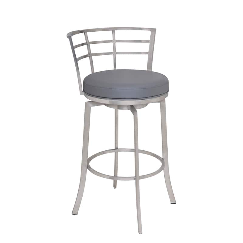 Armen Living Viper Faux Leather and Stainless Steel Swivel Counter Stool