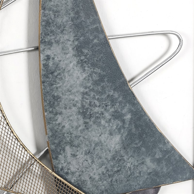 Adeco 3D Metal Ship Wall Decoration Sailboat Wall Sculpture