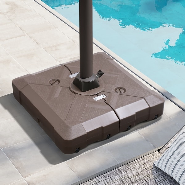 base for offset patio umbrella Heavy Duty 350 lbs Sand Water Fillable Patio Offset Cantilever Umbrella  Base with Wheels