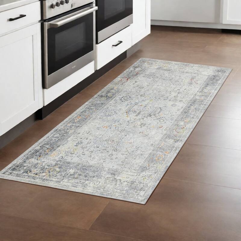 HomeRoots Medallion Transitional Rectangle Area Rug - 94.00 in. x 30.00 in.  x 0.30 in.