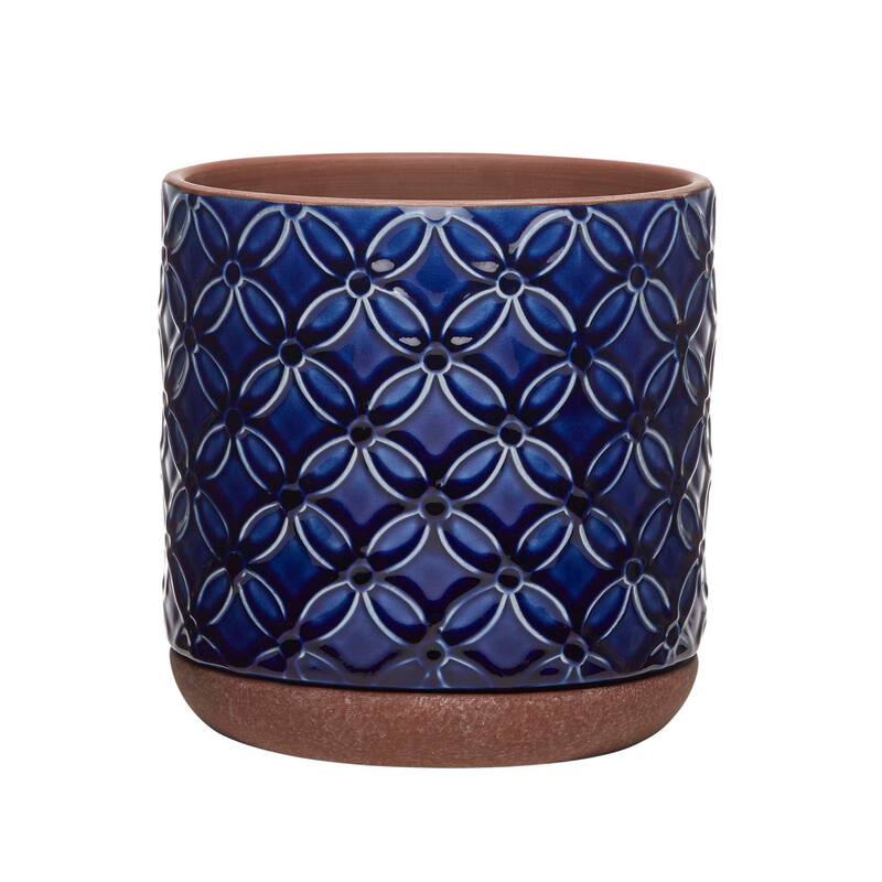 Southern Patio Griffy Blue Ceramic 5.9-inch Planter